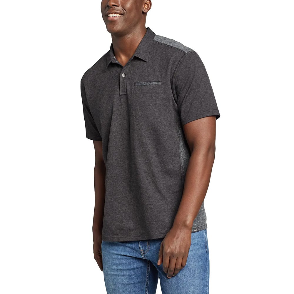 Eddie Bauer Mens Adventurer Short-Sleeve Polo Shirt (Dark Charcoal)