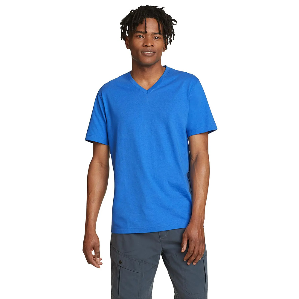 Eddie Bauer Mens Legend Wash V-Neck Short Sleeve T-Shirt (Brilliant Blue)