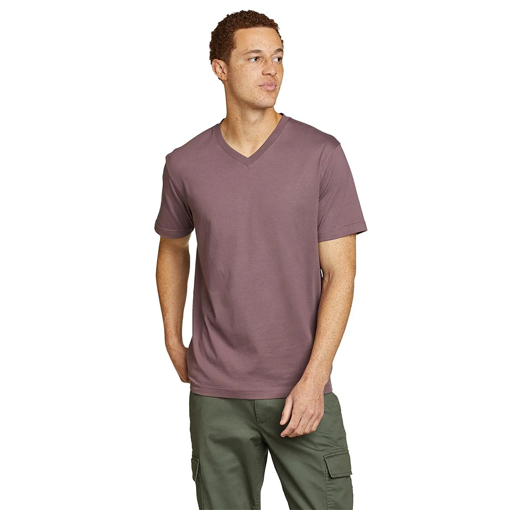 Eddie Bauer Mens Legend Wash V-Neck Short Sleeve T-Shirt (Dusty Violet)