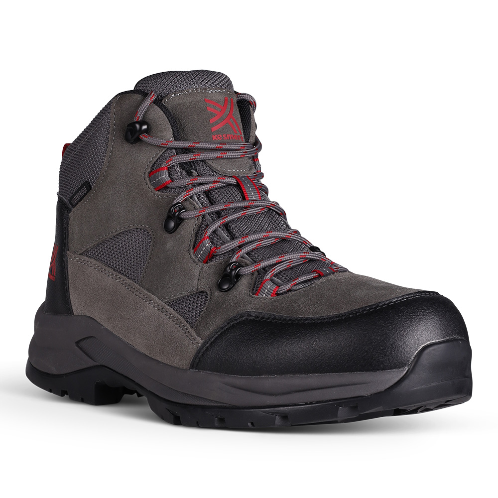 Kesmere Mens Trekker Mid Waterproof Walking Boots (Charcoal / Red)