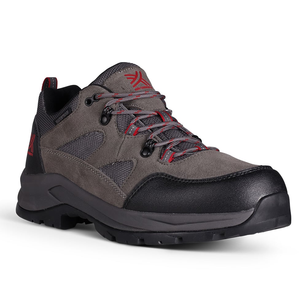Kesmere Mens Trekker Low Waterproof Walking Shoes (Charcoal / Red)
