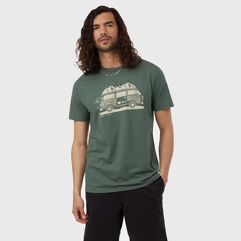 Tentree Mens Road Trip T-Shirt (Dark Sage / Oatmeal)