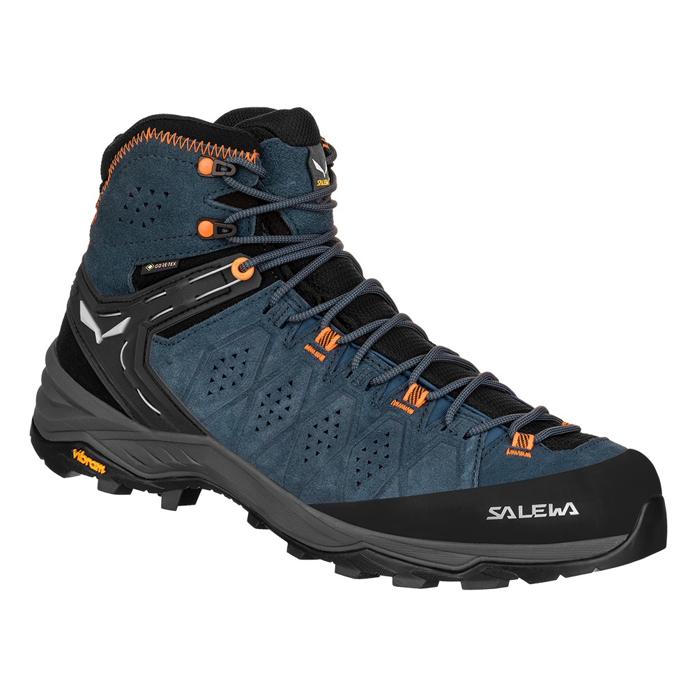 Salewa Mens Alp Trainer 2 Mid GORE-TEX Hiking Boots (Dark Denim / Fluo Orange)
