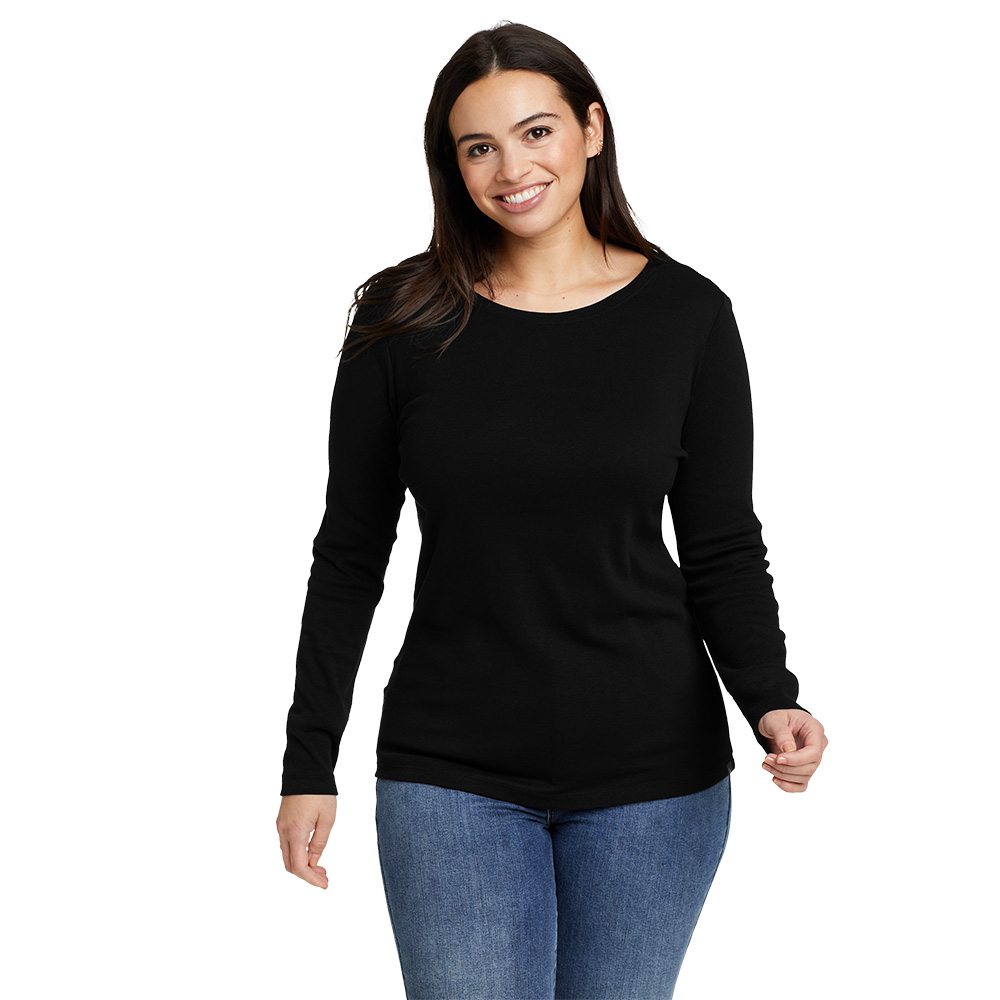 Eddie Bauer Womens Favorite Long Sleeve Crewneck T-Shirt (Black)