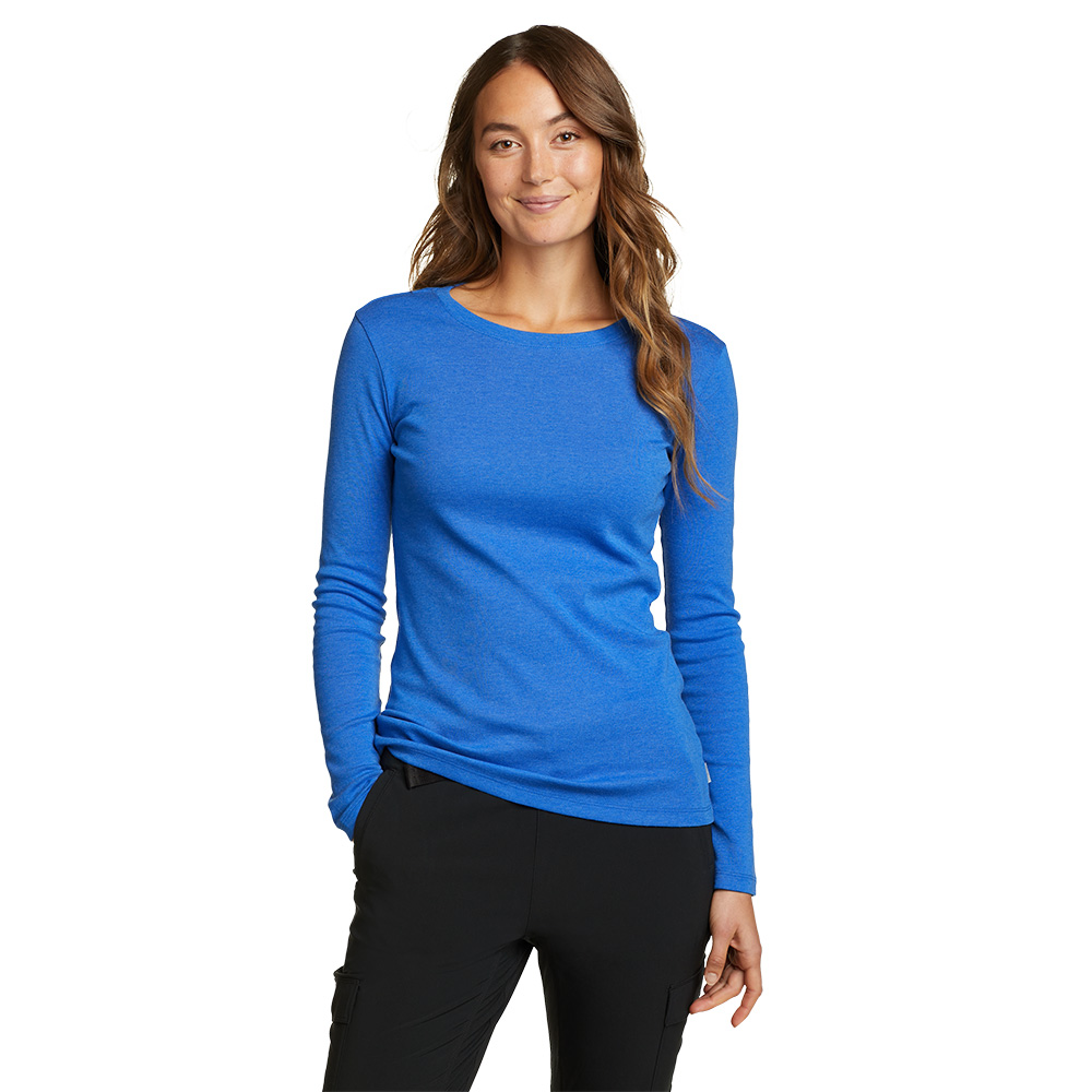 Eddie Bauer Womens Favorite Long Sleeve Crewneck T-Shirt (Brilliant Blue)