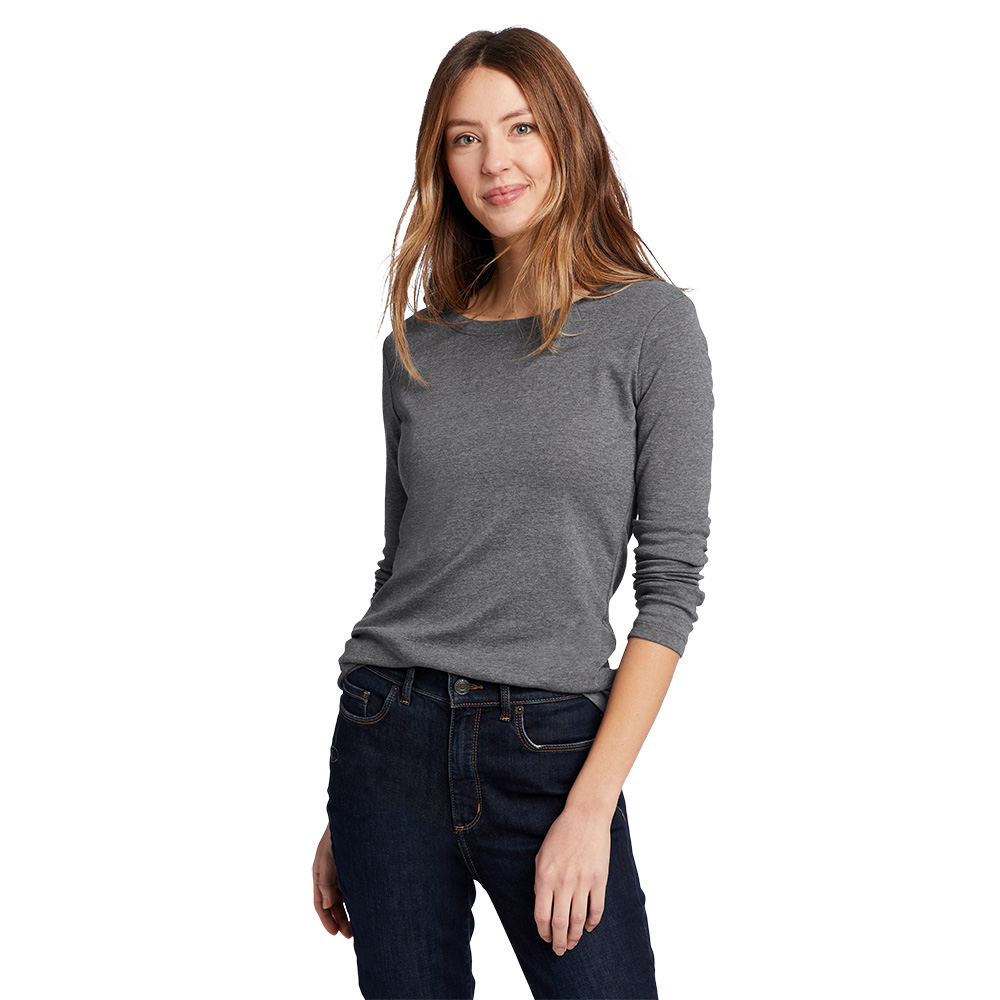 Eddie Bauer Womens Favorite Long Sleeve Crewneck T-Shirt (Med HTR Gray)