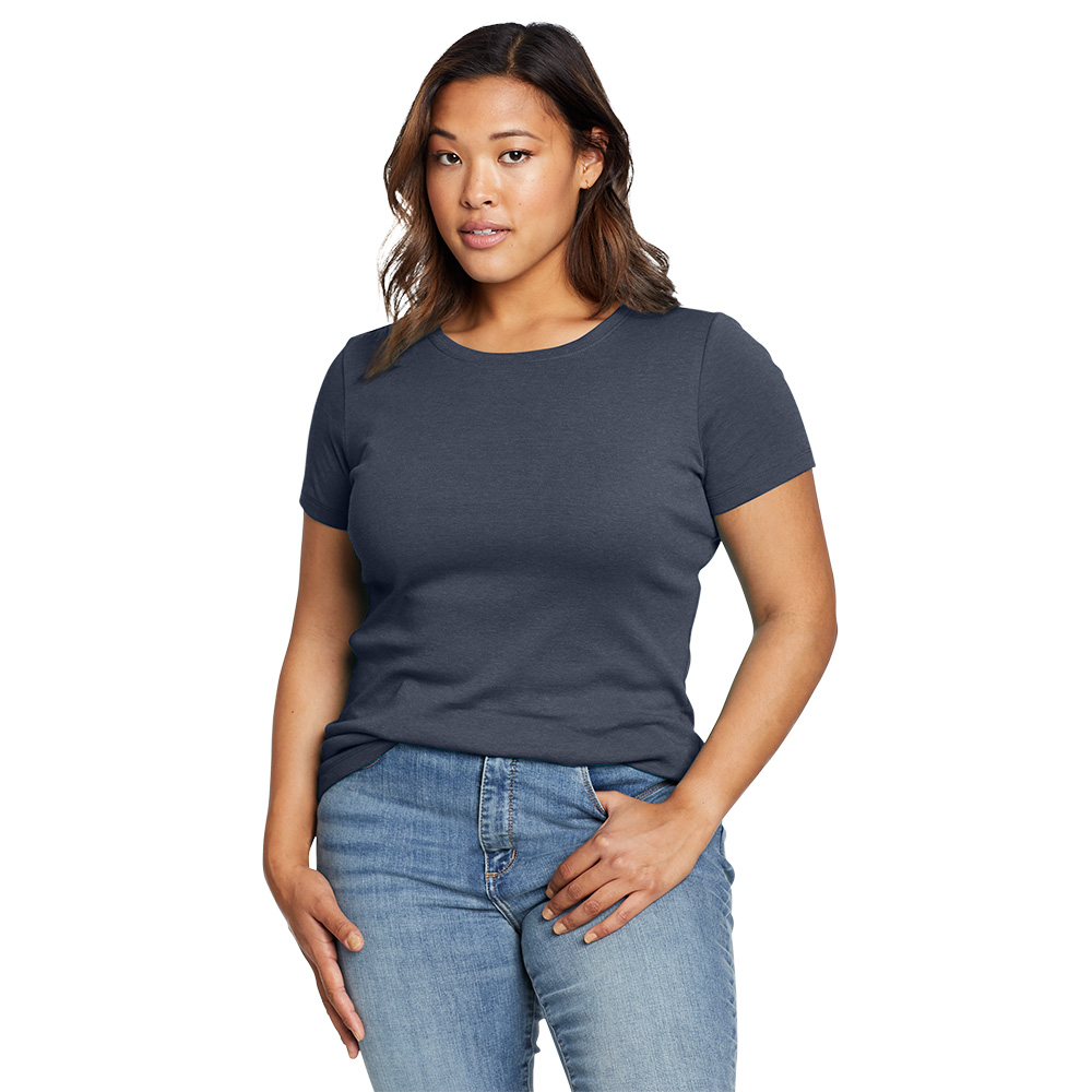 Eddie Bauer Womens Favorite Short Sleeve Crewneck T-Shirt (HTR Indigo)
