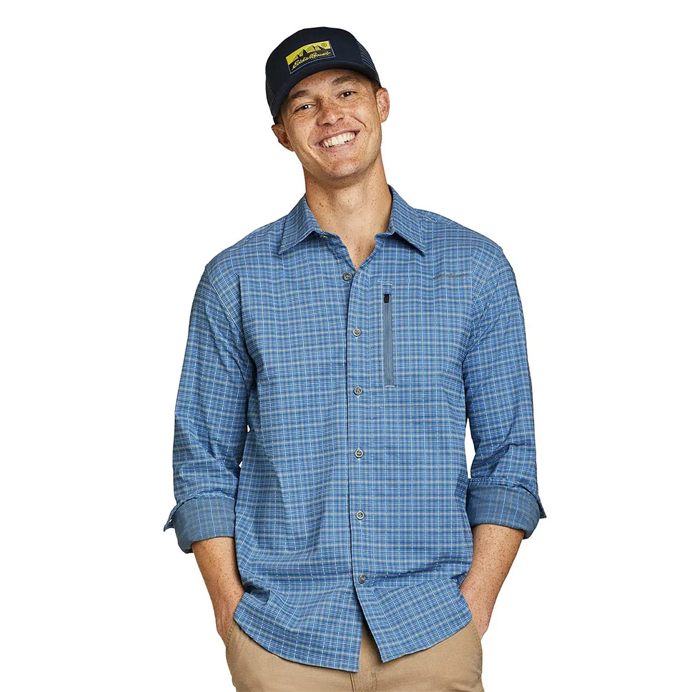 Eddie Bauer Mens Cicerone Long Sleeve Shirt (Blue)