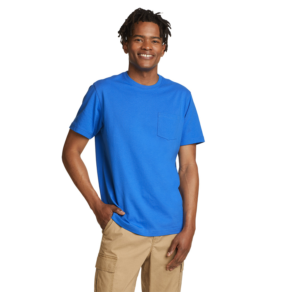 Eddie Bauer Mens Legend Wash 100% Cotton Short Sleeve T-Shirt (Brilliant Blue)