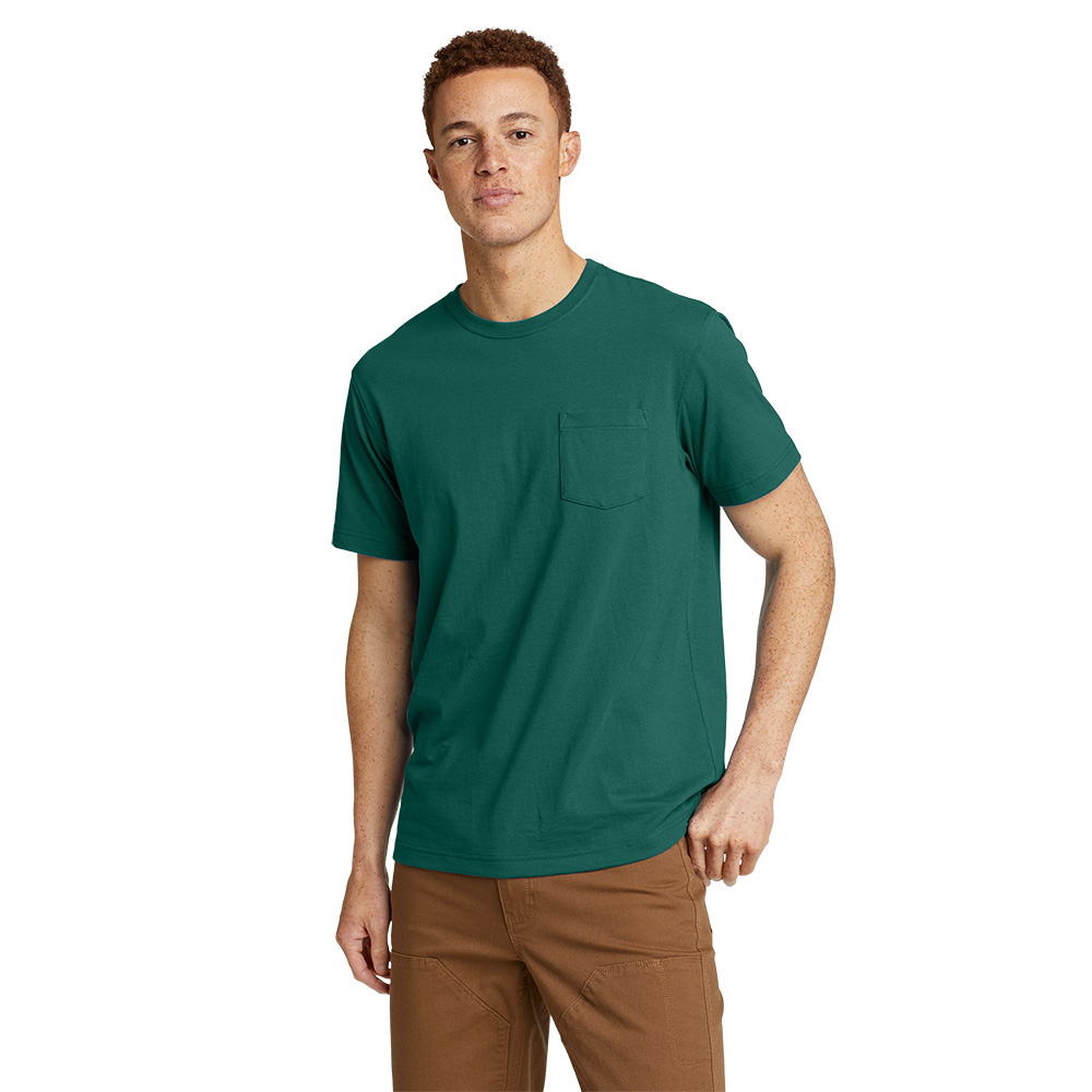 Eddie Bauer Mens Legend Wash 100% Cotton Short Sleeve T-Shirt (Dark Evergreen)