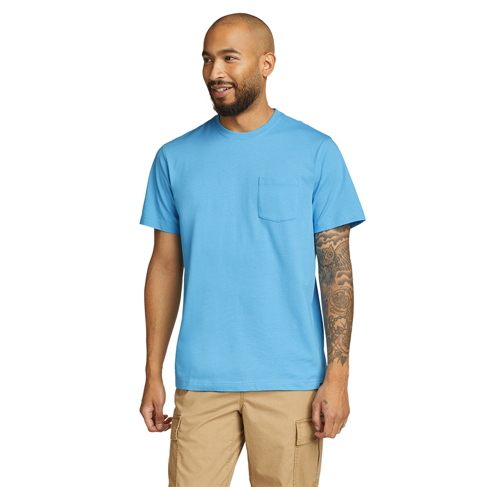Eddie Bauer Mens Legend Wash 100% Cotton Short Sleeve T-Shirt (Misty Blue)