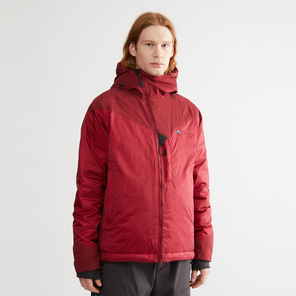Klattermusen Mens Bifrost Waterproof Insulated Hooded Down Jacket (True Red)