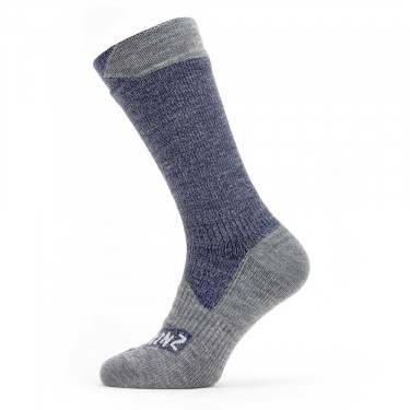 SealSkinz All Weather Mid Length Waterproof Sock - Navy/Grey Marl - Front View