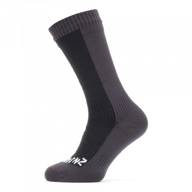 SealSkinz Cold Weather Mid Length Waterproof Sock - Black/Grey - Front View