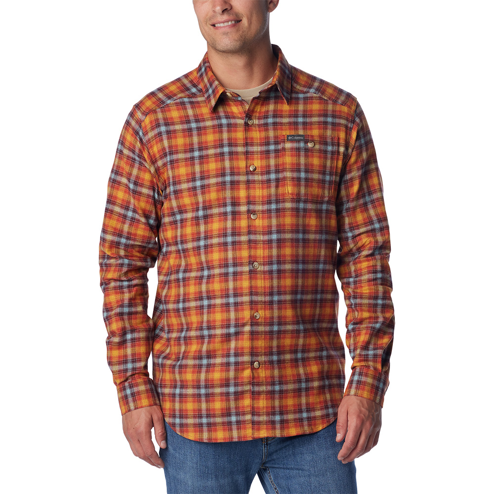 Columbia Mens Cornell Woods Flannel Long Sleeve Shirt (Warp Red)