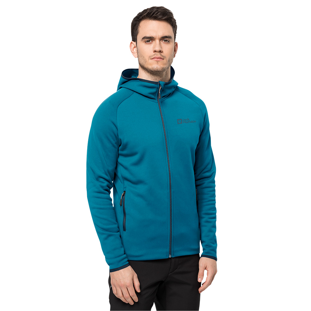 Jack Wolfskin Mens Baiselberg Hooded Full Zip Fleece (Everest Blue) |  Winfields Outdoors | Stehkragenpullover