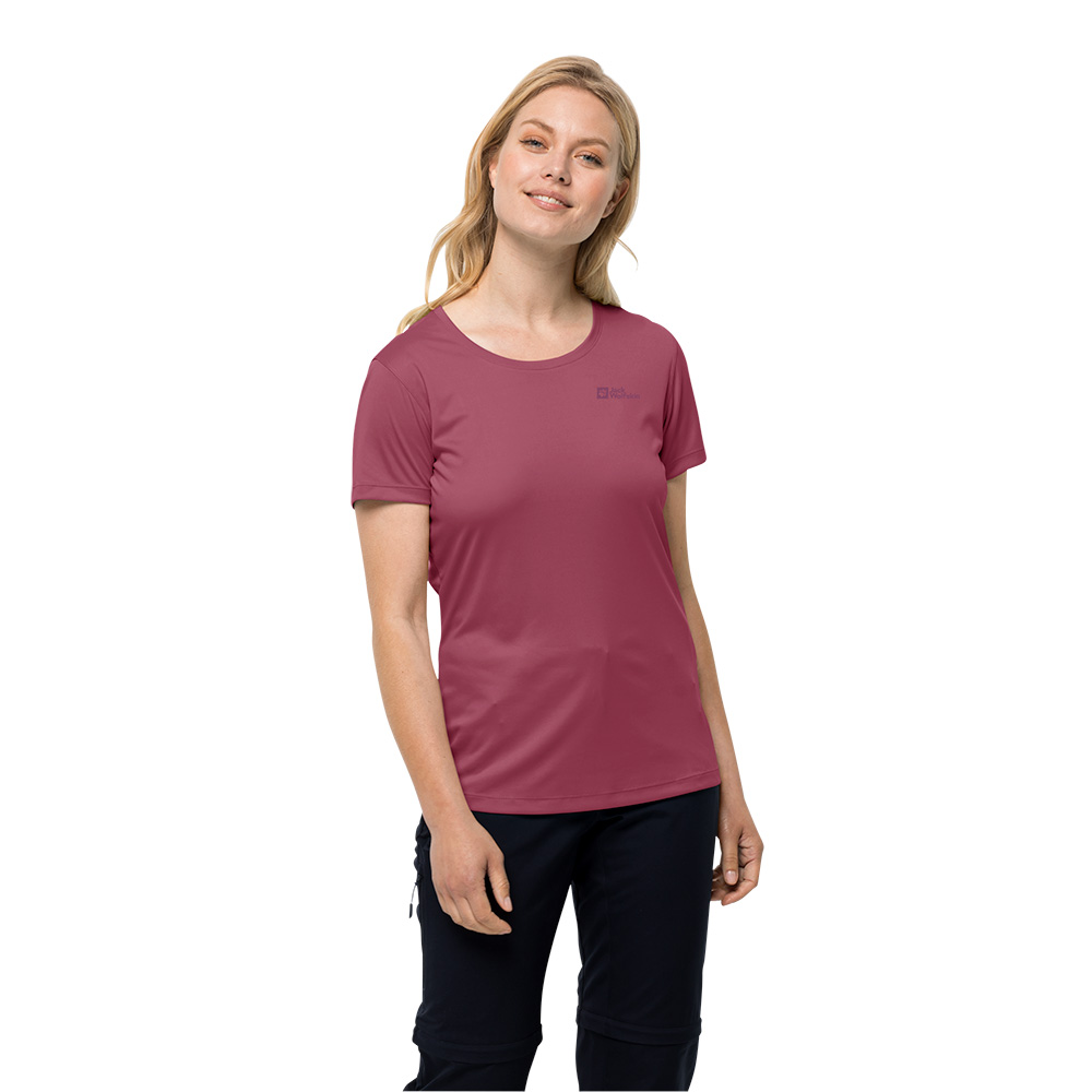 Jack Wolfskin Womens Tech T-Shirt (Sangria Red)