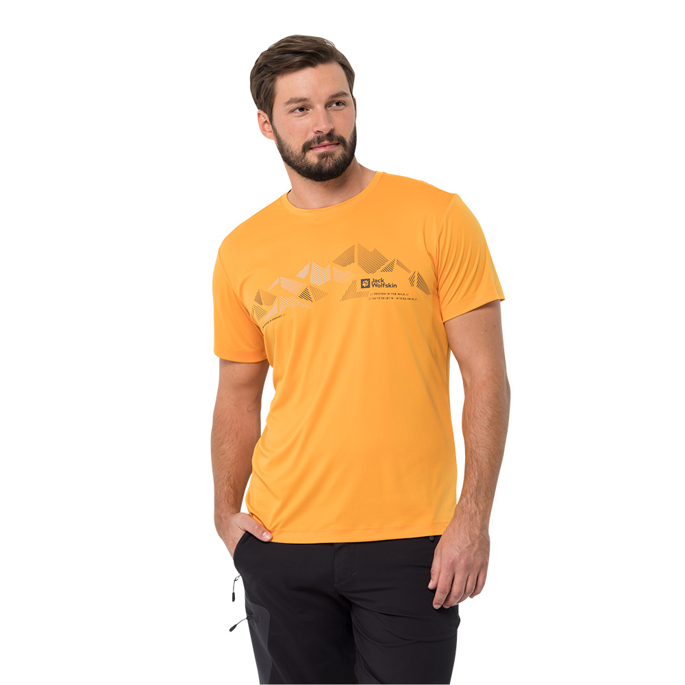 Jack Wolfskin Mens Peak Graphic T-Shirt (Orange Pop)
