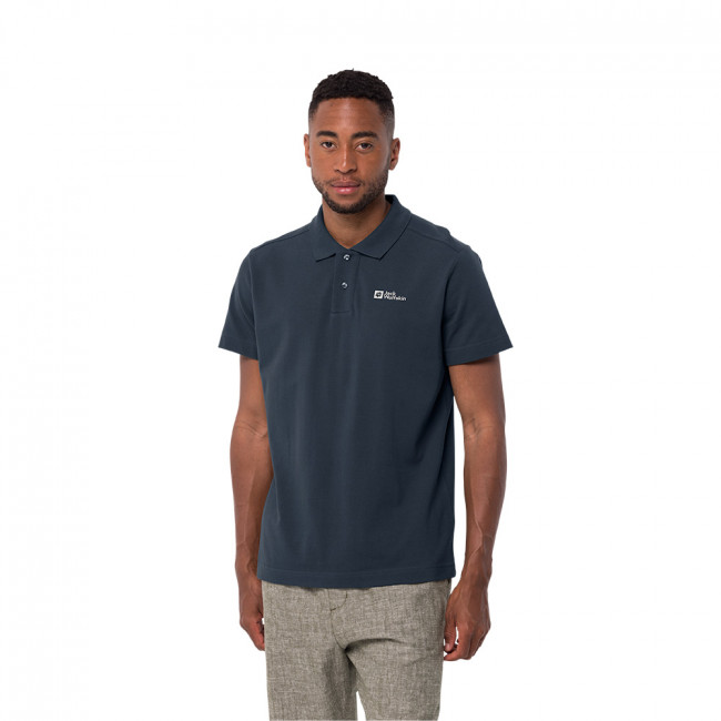Jack Wolfskin Mens Essential Polo T-Shirt (Night Blue) | Winfields Outdoors