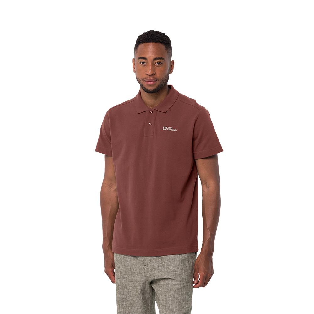 Jack Wolfskin Mens Essential Polo T-Shirt (Barn Red)