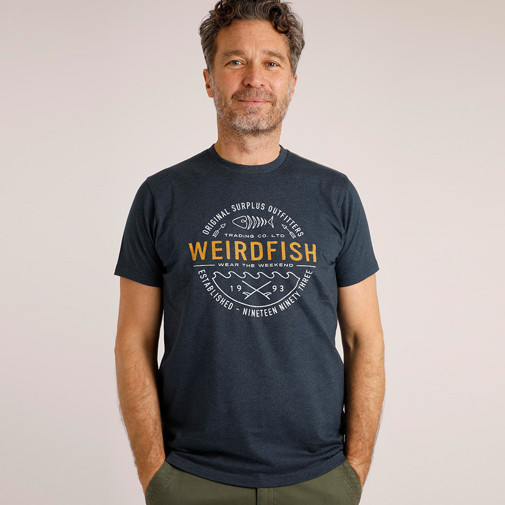 Weird Fish Mens Waves Graphic T-Shirt (Navy)