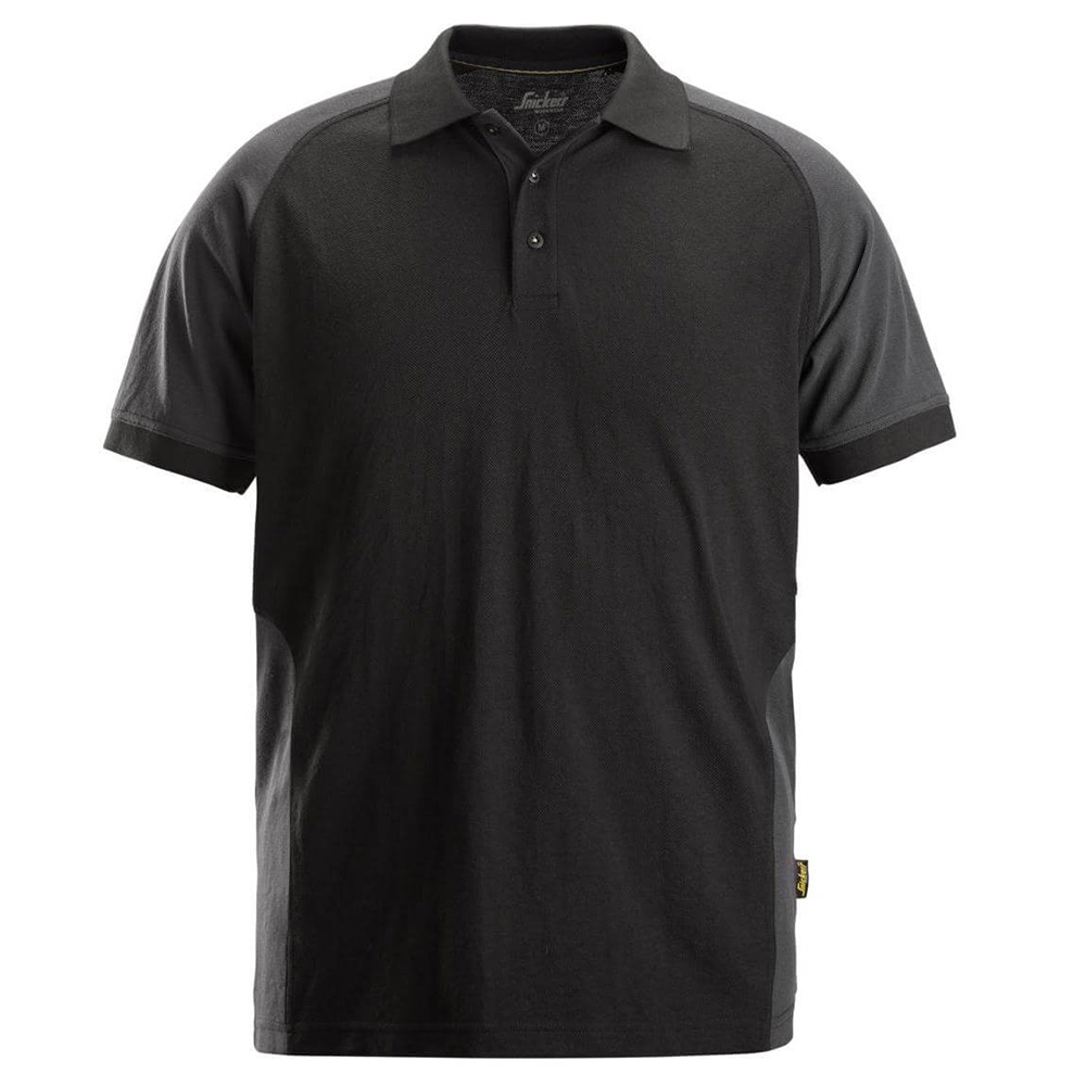 Snickers Mens Two Tone Polo Shirt (Black / Steel Grey)