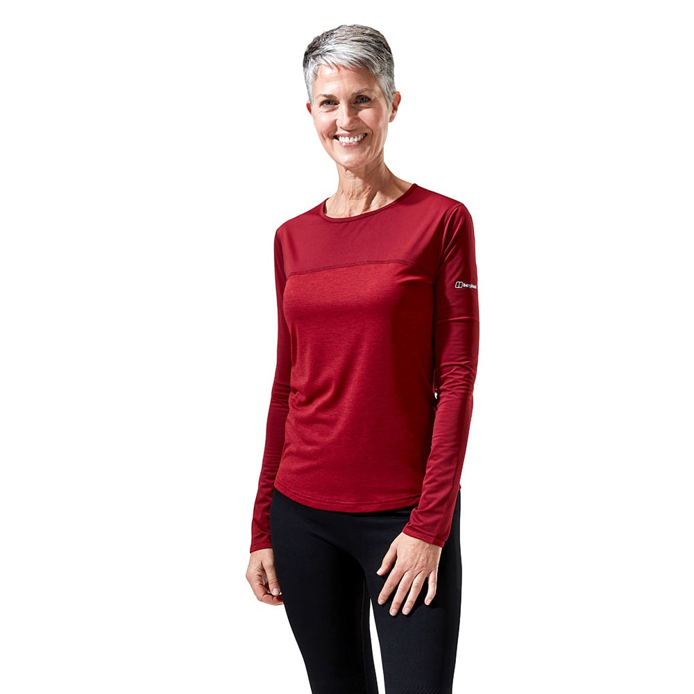 Berghaus Womens Voyager Tech Long Sleeve T-Shirt (Syrah / Red Dahlia)