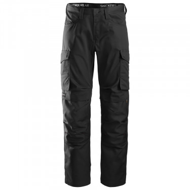 Snickers Mens Service Trousers+ Knee Pockets (Black) - Front
