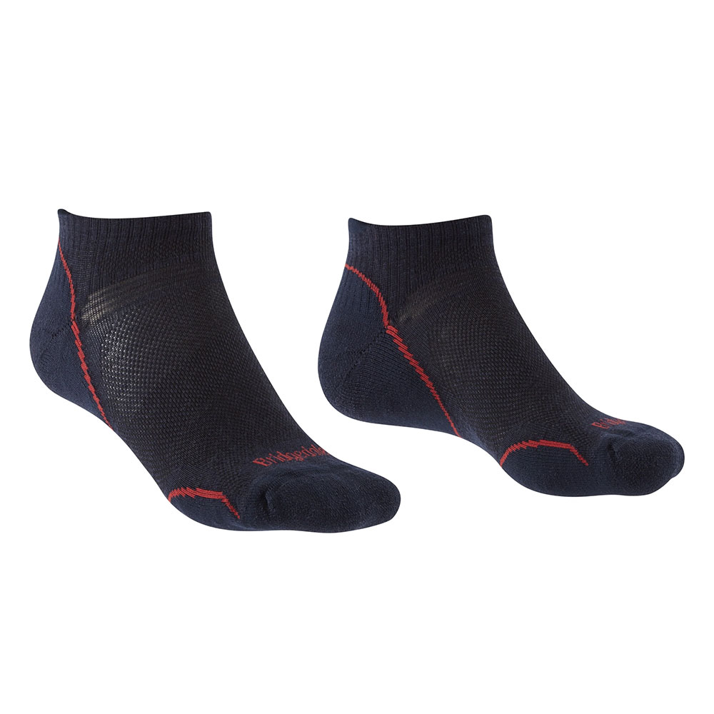 Bridgedale Mens Ultra Light T2 Merino Performance Low Socks (Navy/Red)