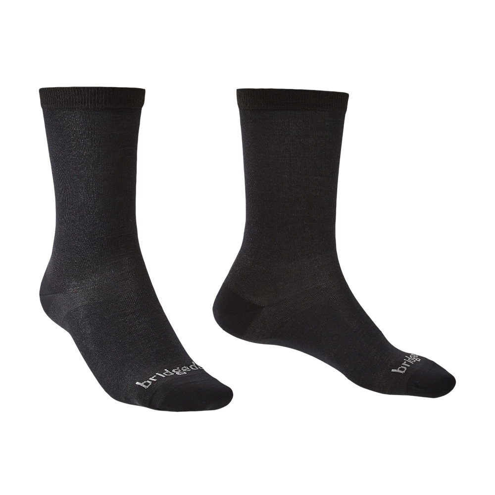 Bridgedale Mens Coolmax Liner Base Layer Boot Socks (2 Pack) (Black)