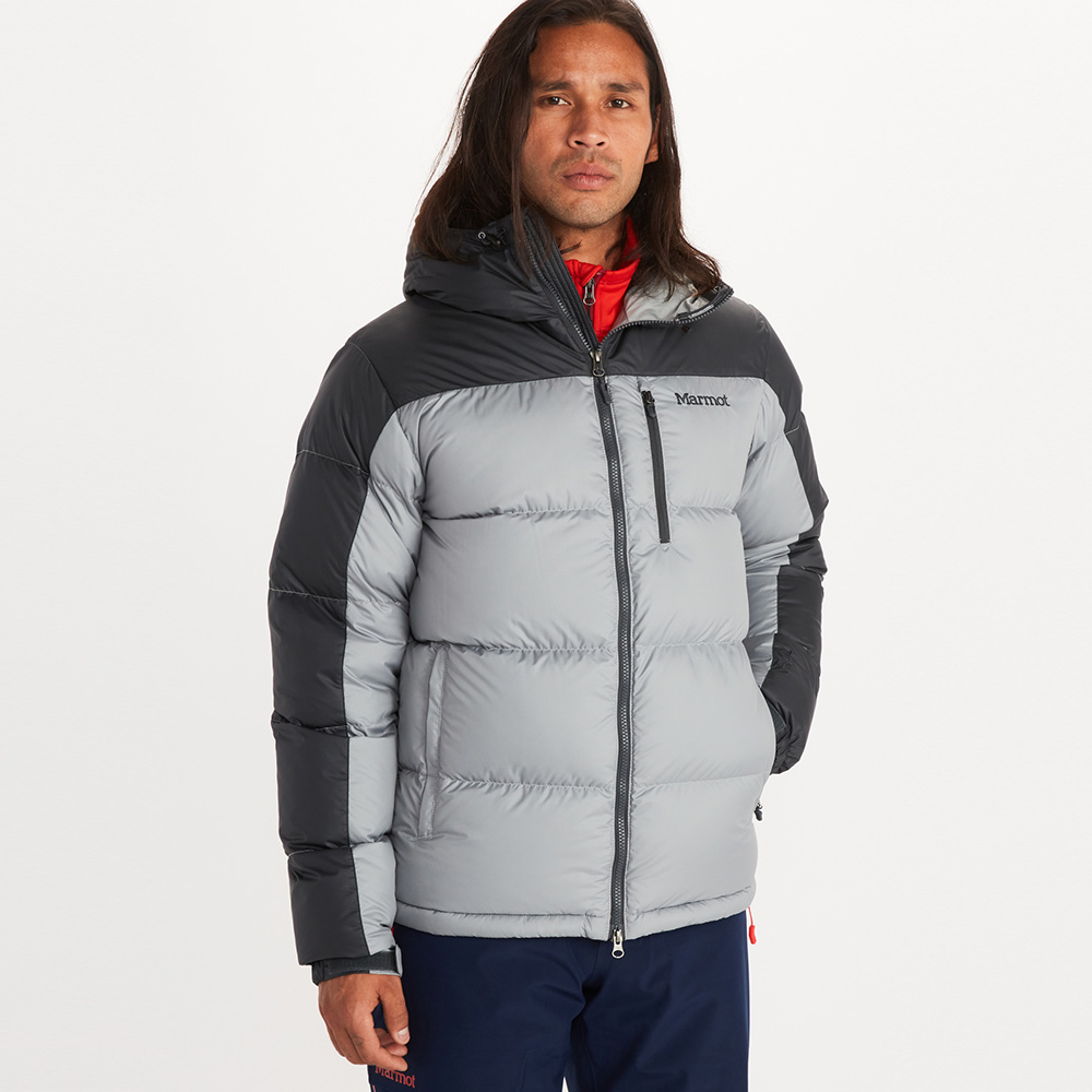 Marmot Mens Guides Down Hooded Insulated Jacket (Grey Storm / Dark Steel)