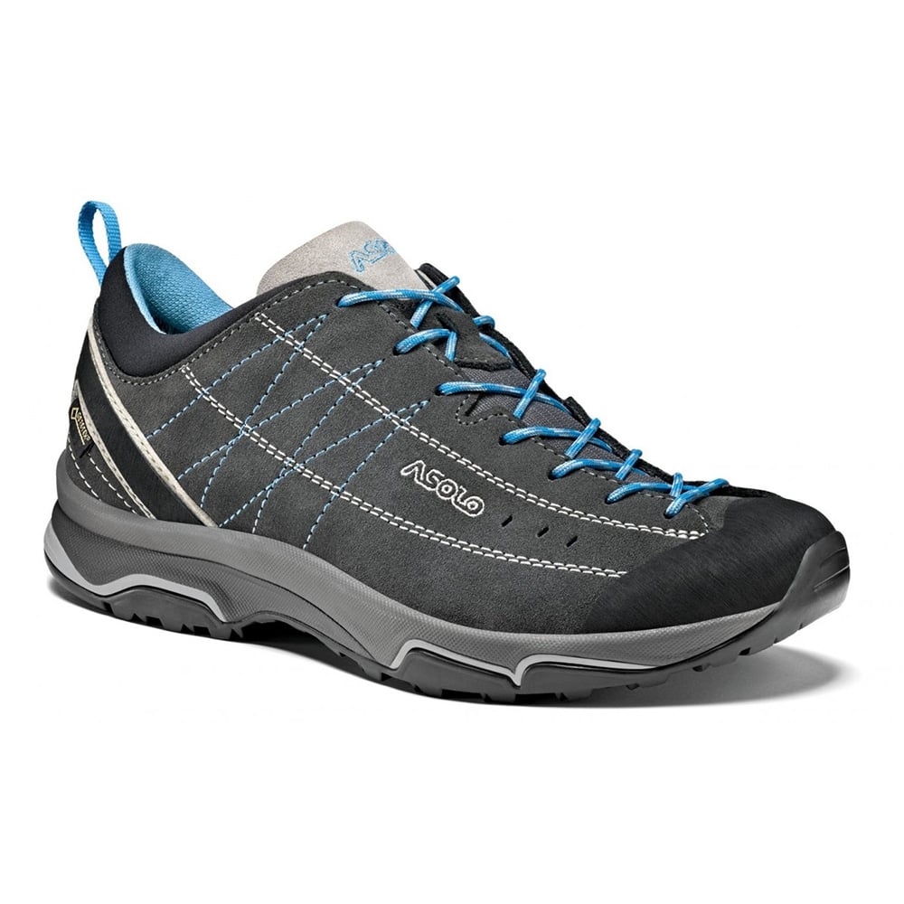 Asolo Womens Nucleon GV GORE-TEX Hiking Shoes (Graphite / Silver / Cyan Blue)