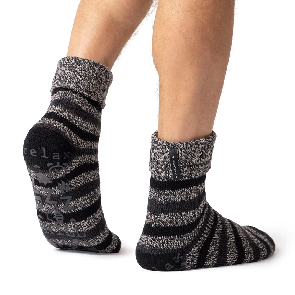 Heat Holders Mens Lounge Socks (Black Stripe)