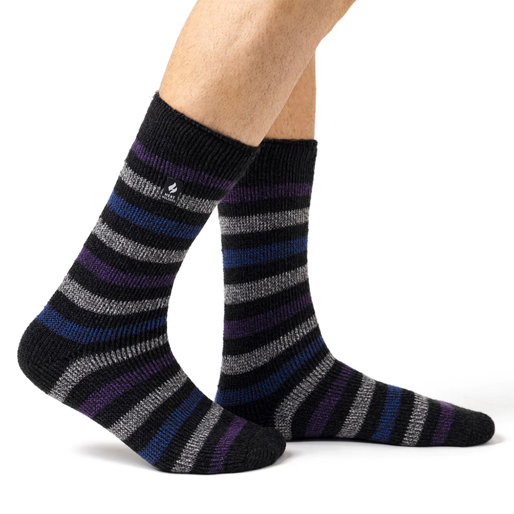 Heat Holders Mens Original Medium Stripe Socks (Charcoal)