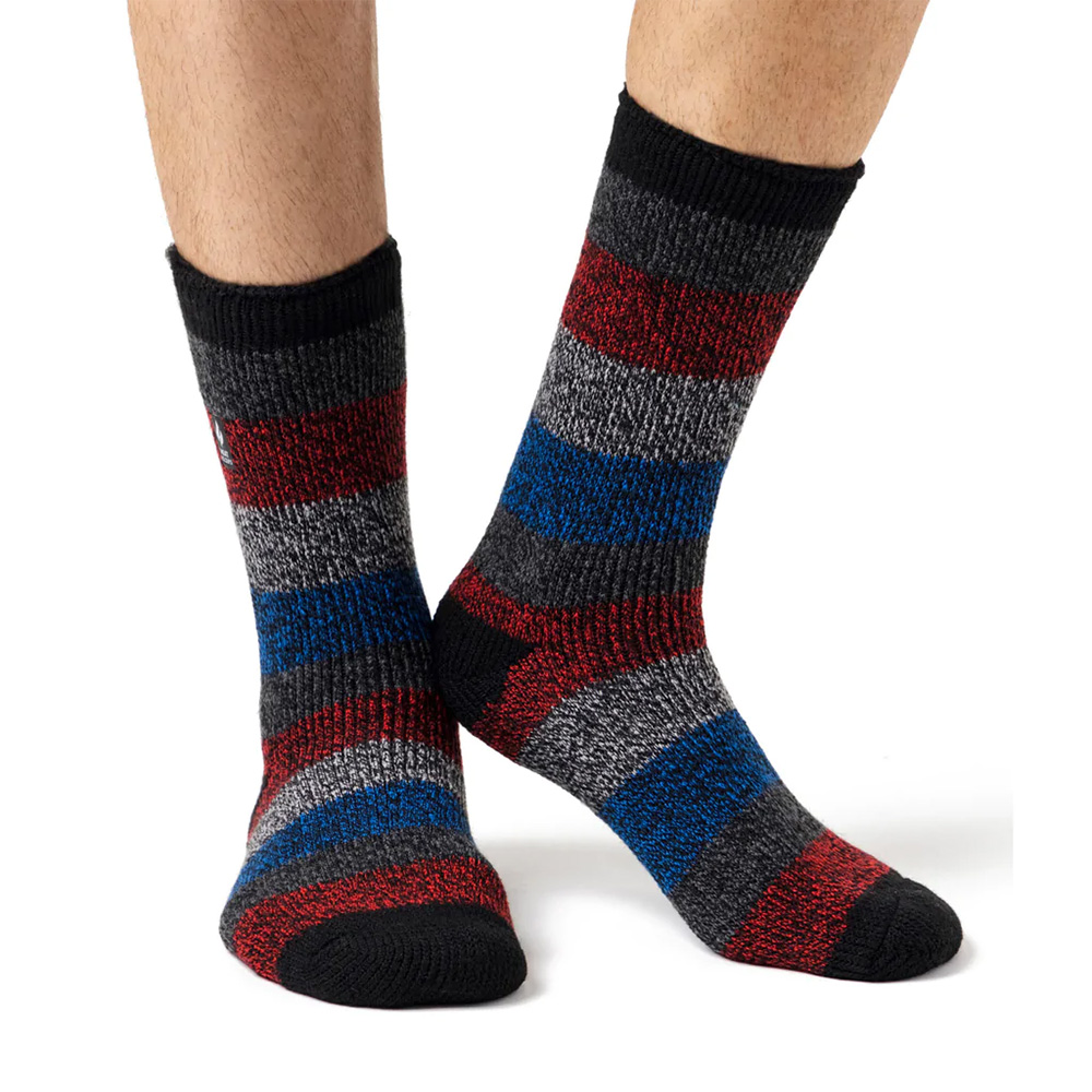 Heat Holders Original Thick Twist Stripe Socks (Black / Red)