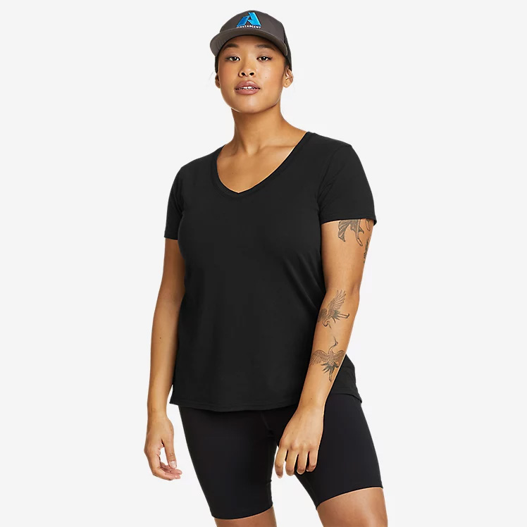 Eddie Bauer Womens Tempo Light Short Sleeved T-Shirt (Black)