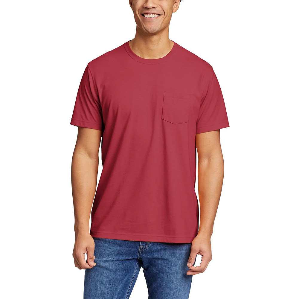 Eddie Bauer Mens Legend Washpro Short Sleeved T-Shirt with Pocket (Royal Red)