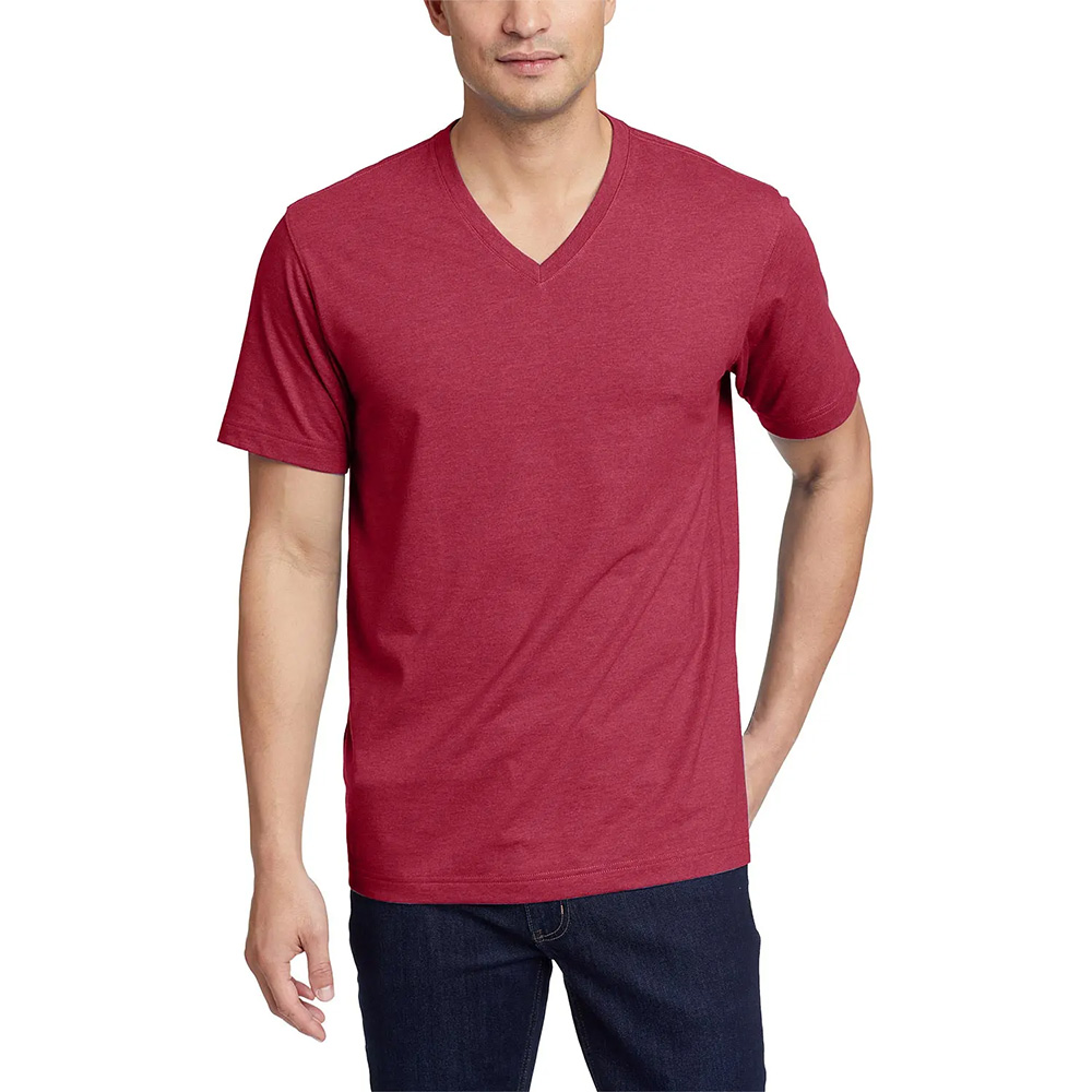 Eddie Bauer Mens Legend Washpro Short Sleeved V-Neck T-Shirt (Royal Red)