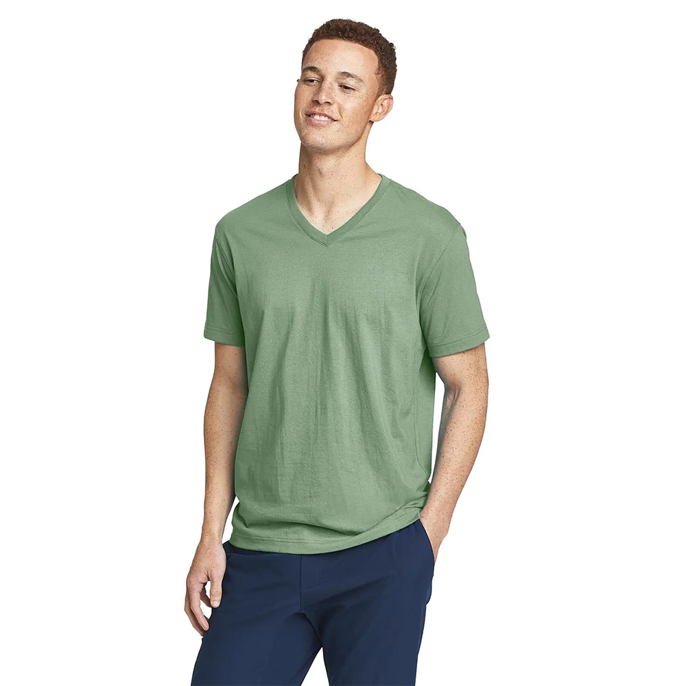 Eddie Bauer Mens Legend Washpro Short Sleeved V-Neck T-Shirt (Bottle Green)