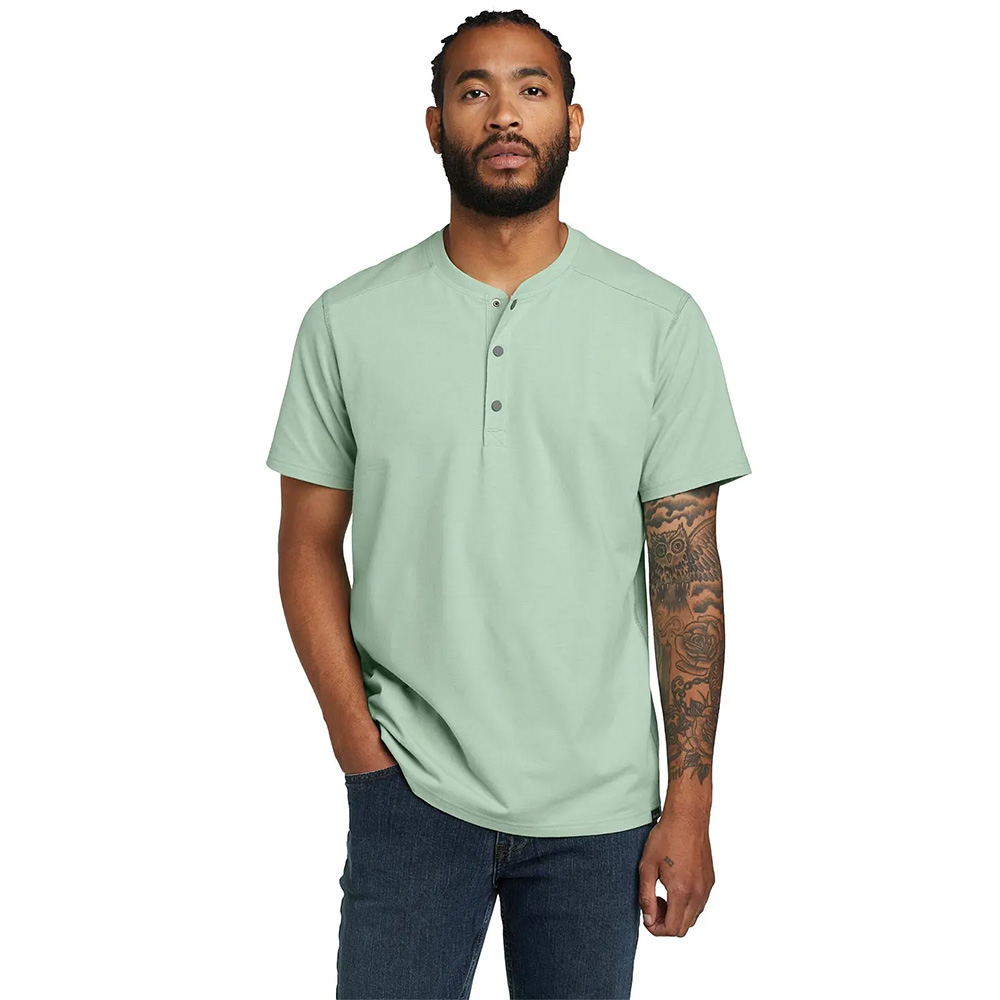 Eddie Bauer Mens Adventurer Short Sleeve Henley T-Shirt (Bottle Green)