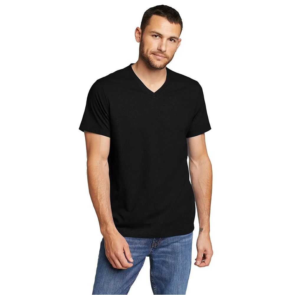 Eddie Bauer Mens Legend Wash V-Neck Short Sleeve T-Shirt (Black)