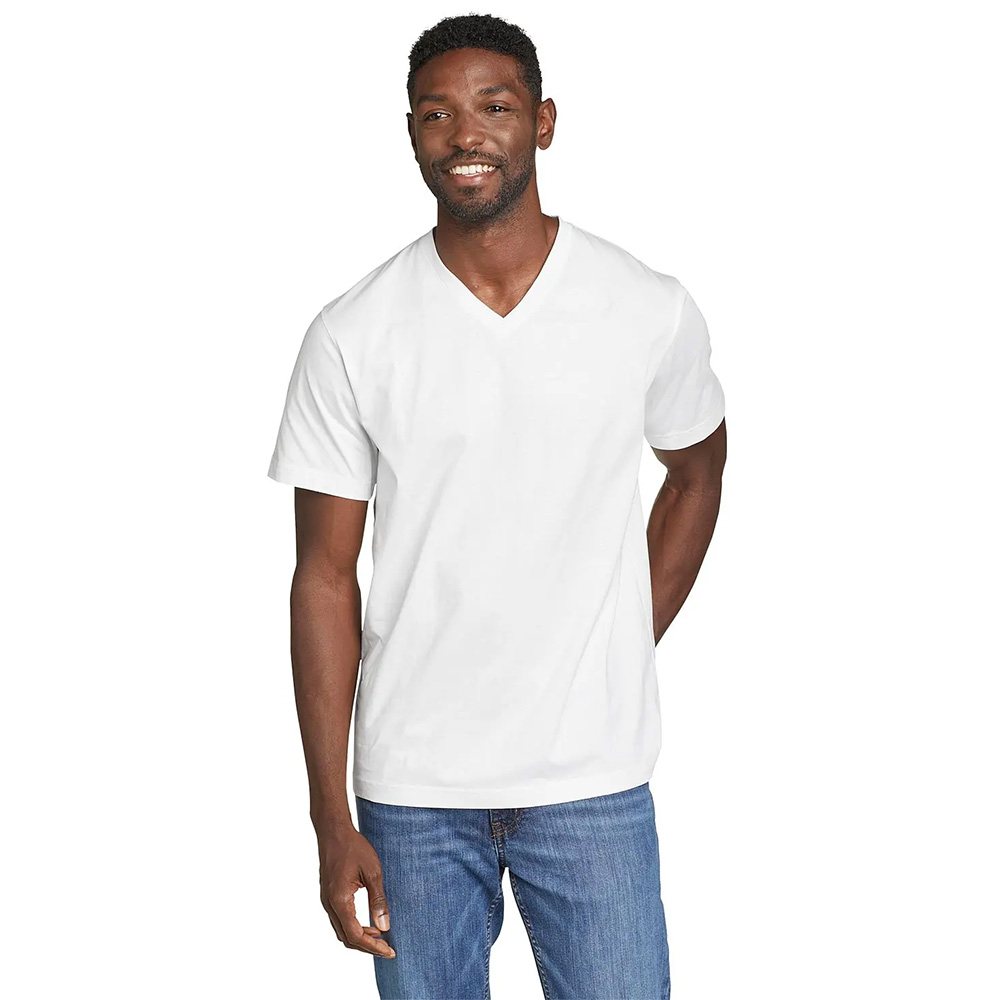 Eddie Bauer Mens Legend Wash V-Neck Short Sleeve T-Shirt (White)