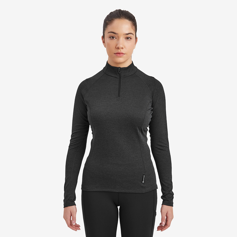 Montane Womens Dart Long Sleeve Zip Neck T-Shirt (Black)
