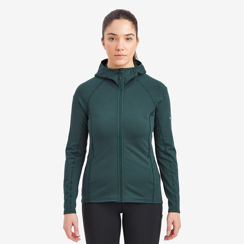 Montane Womens Protium Hooded Full Zip Fleece Jacket (Deep Forest)
