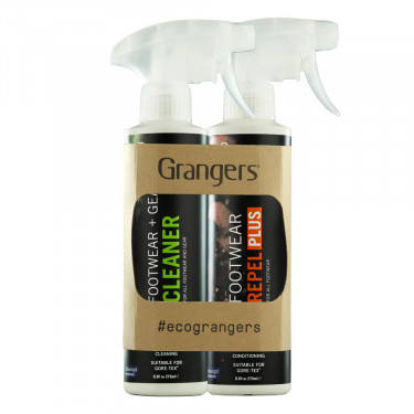Grangers Footwear & Gear Cleaner & Footwear Repel Plus Eco Twin Pack - Twin pack packaging