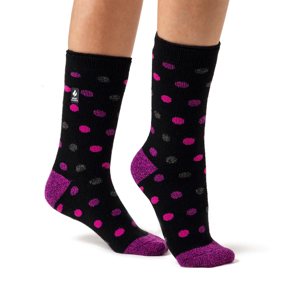 Heat Holders Womens Lite Dot Socks (Black / Berry)