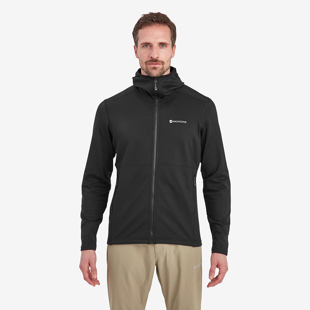Montane Mens Protium Hooded Full Zip Fleece Jacket (Black)