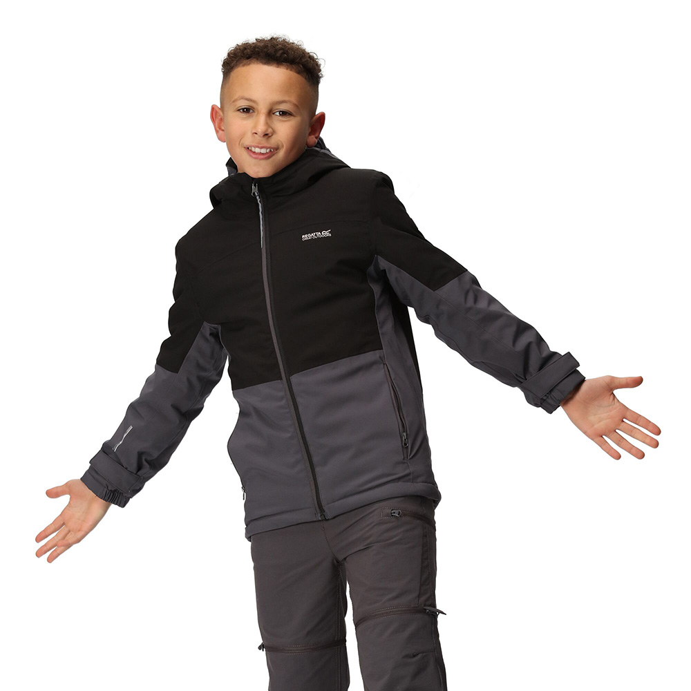 Regatta Kids Highton IV Padded Waterproof Insulated Jacket (Black / Seal Grey)
