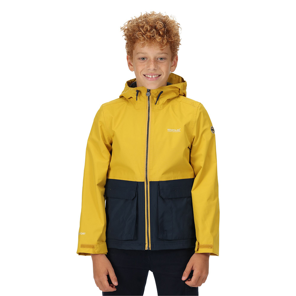 Regatta Kids Hywell Waterproof Jacket (Yellow Gold / Navy)