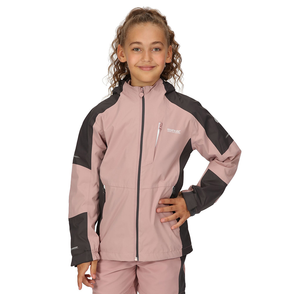 Regatta Kids Calderdale II Waterproof Jacket (Dusky Rose / Seal Grey)